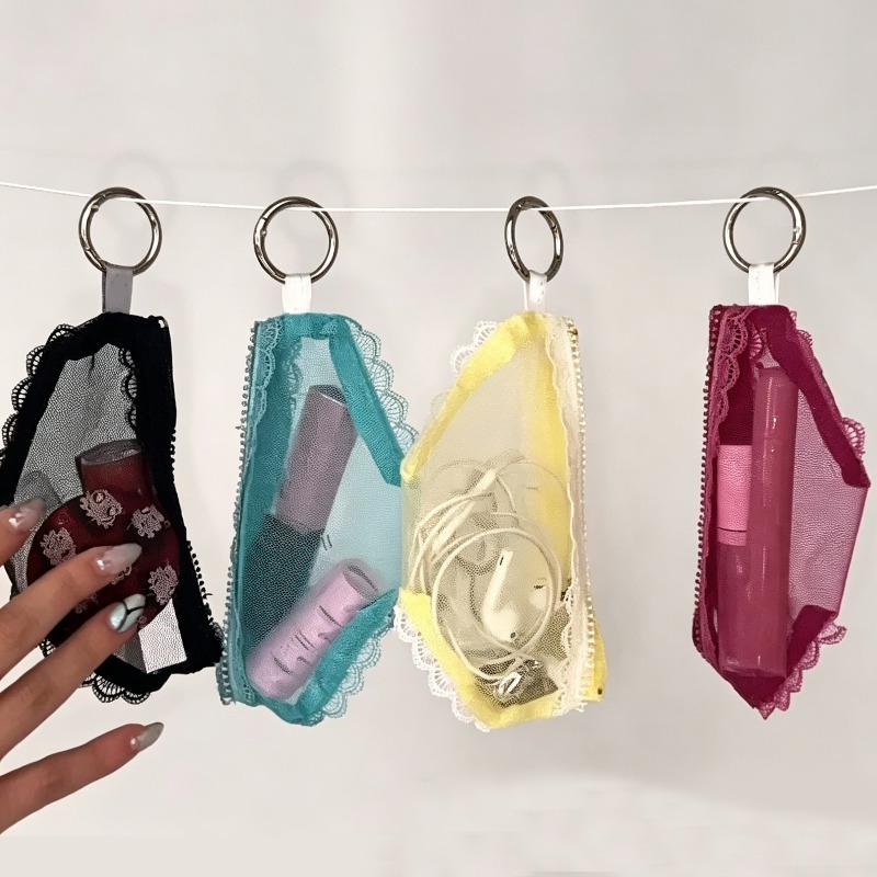 Beauty Preservation Makeup Bag - Briefs Shape Lace Trim Makeup Storage
