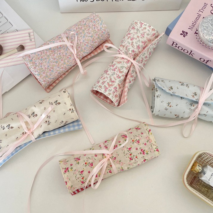 Beauty Preservation Makeup Bag - Fabric Floral Makeup Brush Storage Bag,