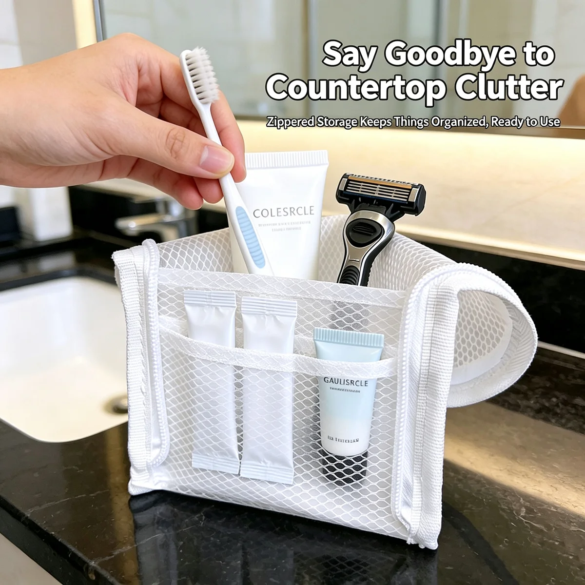 Standing Mesh Toiletry Bag for - Beauty Makeup Case recension och pris