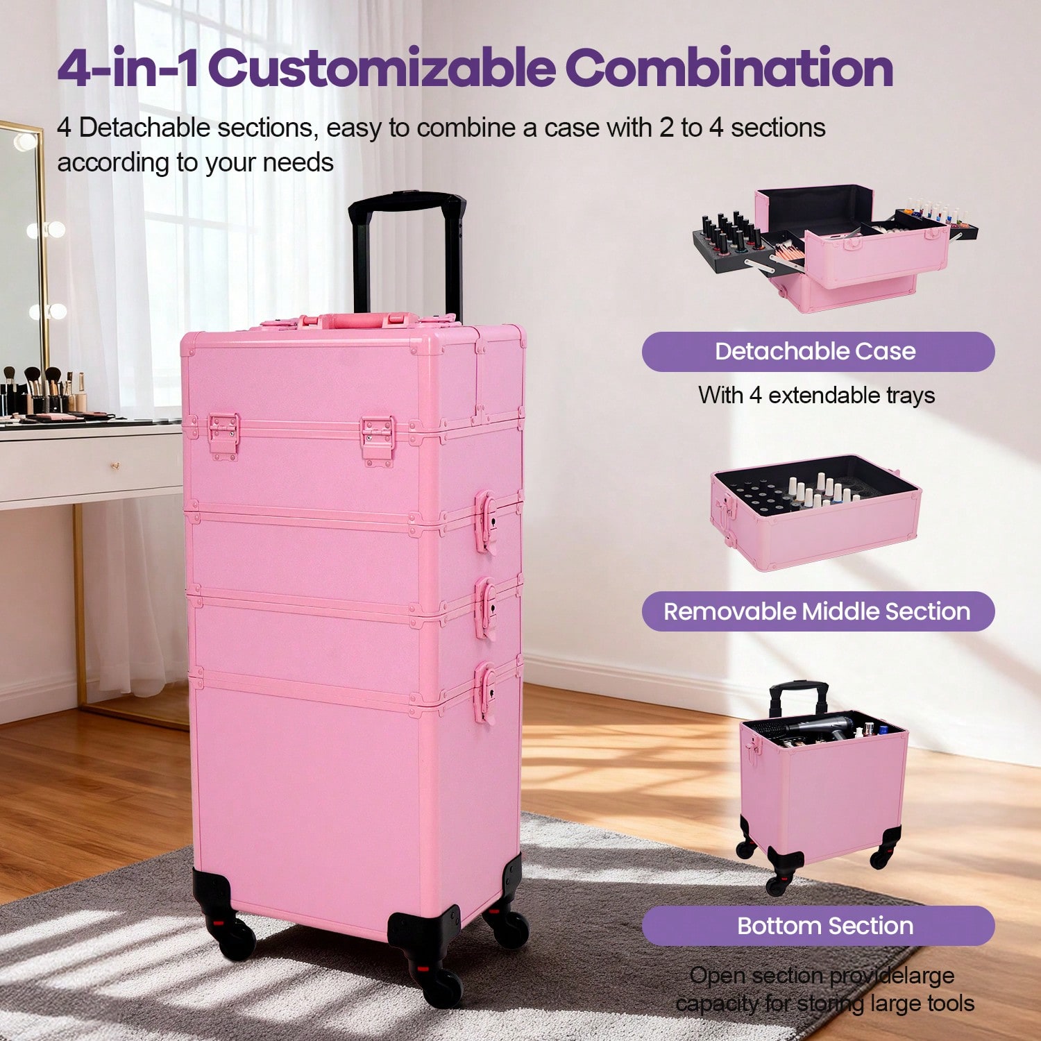 Rolling Makeup Train Case 4 in - Beauty Makeup Case recension och pris
