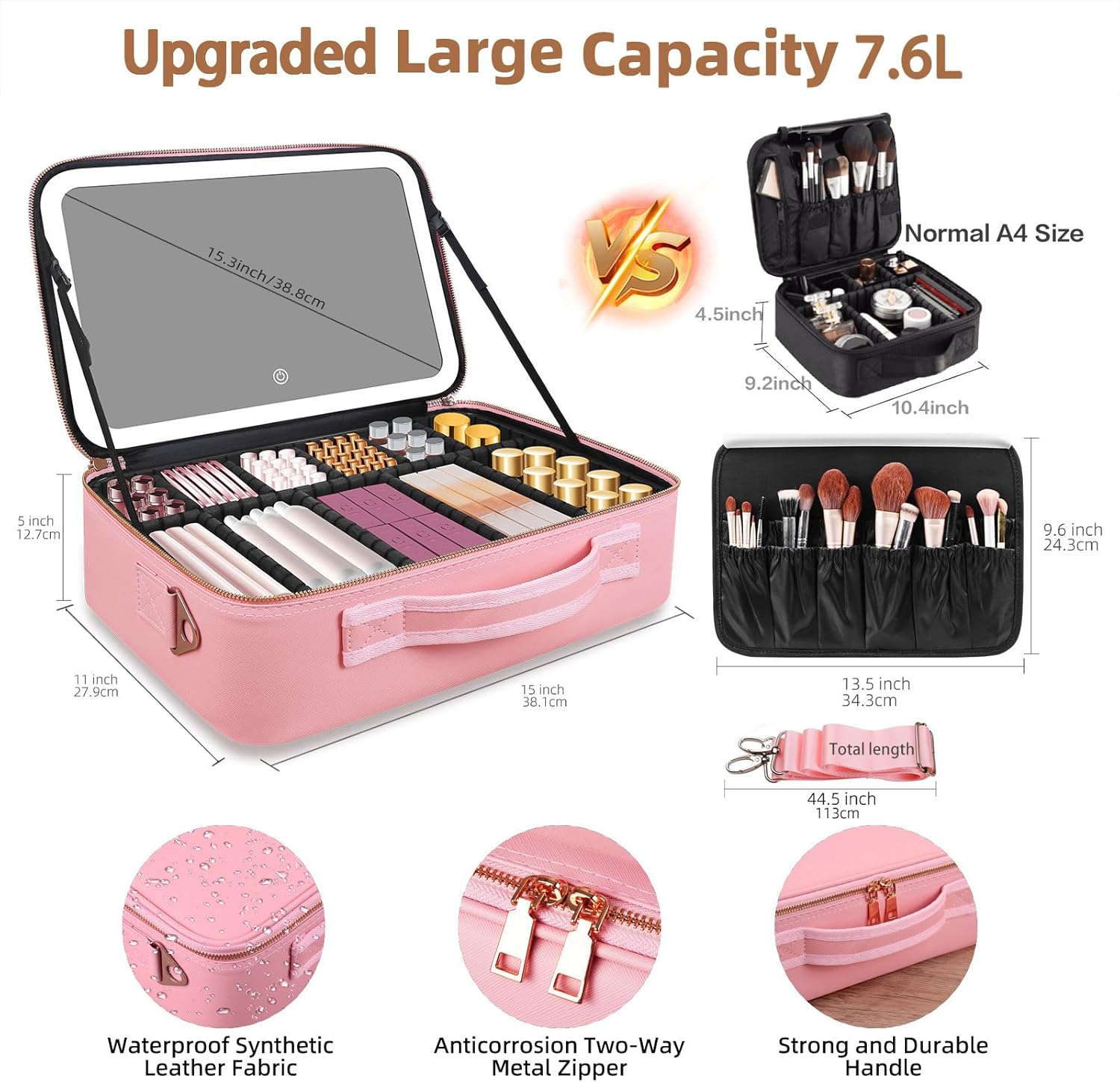 Large Capacity Makeup Bag 15'' - Beauty Makeup Case recension och pris